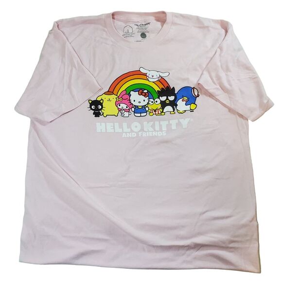 Hello Kitty Sanrio Graphic Tee Women’s L Pink Short Sleeve Cute Cartoon T Shirt - Picture 1 of 4